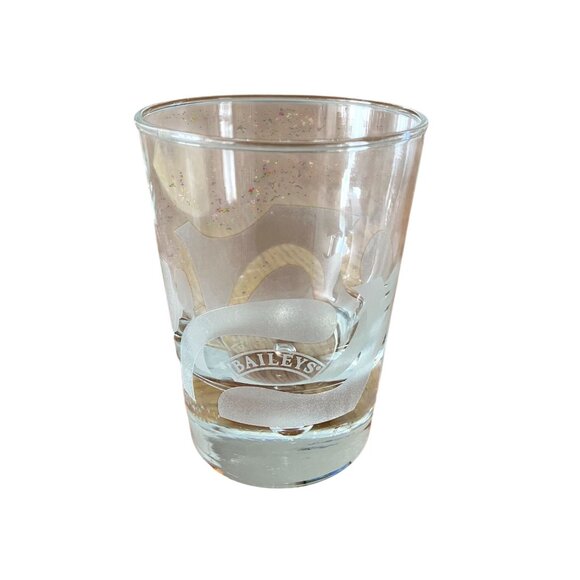 Baileys Set Of 2 Embossed Etched Frosted Lowball Glasses With Glitter Design - Picture 2 of 2